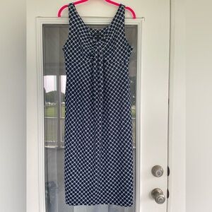 Talbots Navy and White Patterned Dress - M